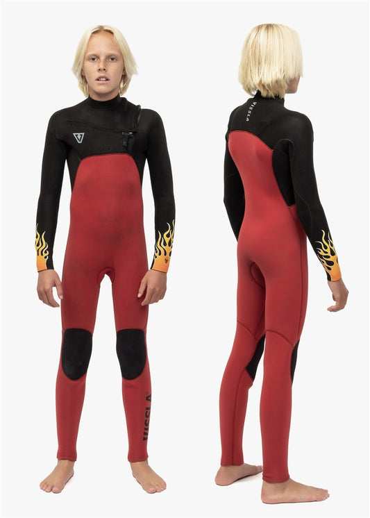 High Seas Boys Fire 4/3 Full Chest Zip - RED